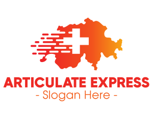 Medical Express Switzerland Map logo design