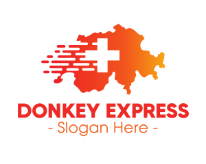 Medical Express Switzerland Map logo design