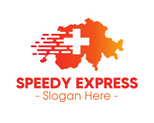 Medical Express Switzerland Map logo design