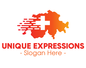 Medical Express Switzerland Map logo design