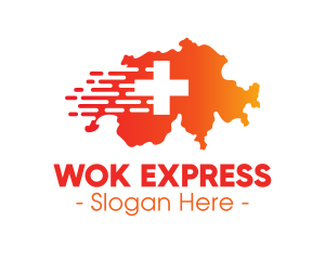 Medical Express Switzerland Map logo design