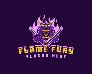 Samurai Sword Flame logo design