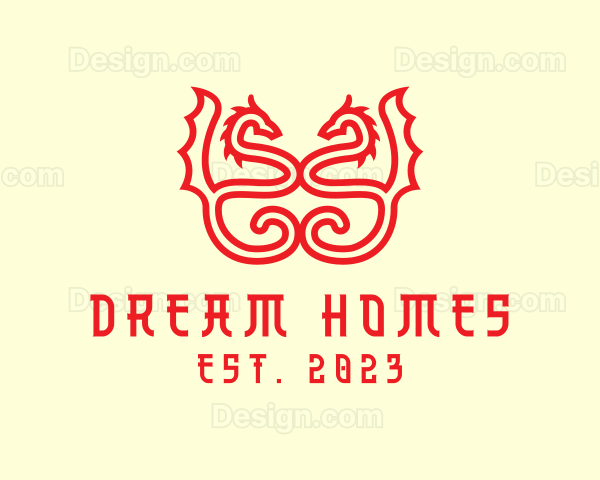 Dragon Myth Line Art Logo