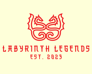 Dragon Myth Line Art logo design