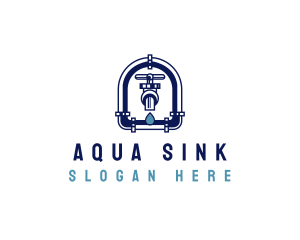 Pipe Water Faucet logo design