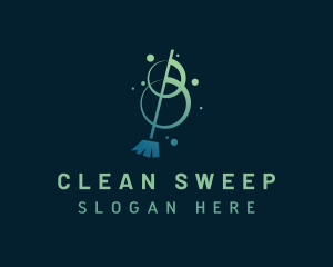 Clean Broom Cleaning logo design