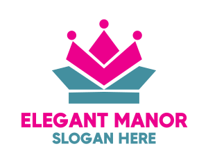 Pink Blue Geometric Crown logo design