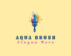 Rainbow Paint Brush  logo design