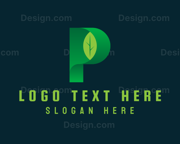 Vegan Leaf Letter P Logo