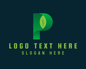 Vegan Leaf Letter P logo