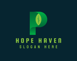 Vegan Leaf Letter P logo