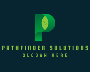 Vegan Leaf Letter P logo design