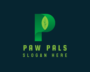 Vegan Leaf Letter P logo design