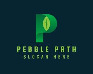 Vegan Leaf Letter P logo design