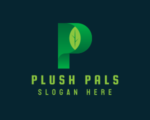 Vegan Leaf Letter P logo design