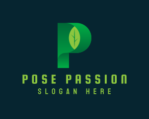 Vegan Leaf Letter P logo design