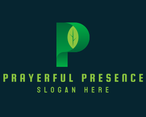 Vegan Leaf Letter P logo design