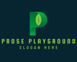 Vegan Leaf Letter P logo design