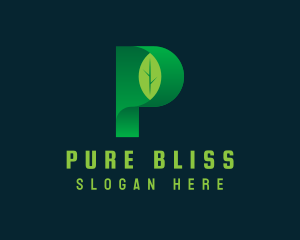 Vegan Leaf Letter P logo design