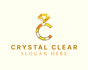 Diamond Ring Letter C logo design