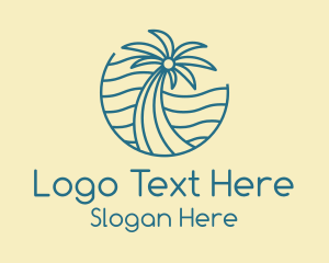 Tropical Palm Tree Monoline logo design