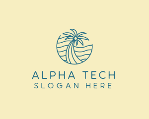 Tropical Palm Tree Monoline logo design