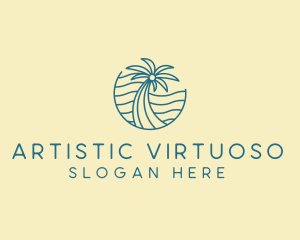 Tropical Palm Tree Monoline logo design