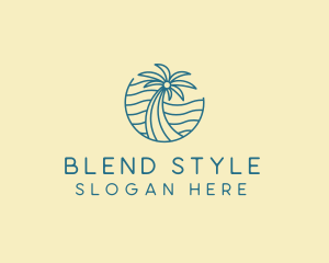 Tropical Palm Tree Monoline logo design