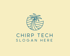 Tropical Palm Tree Monoline logo design