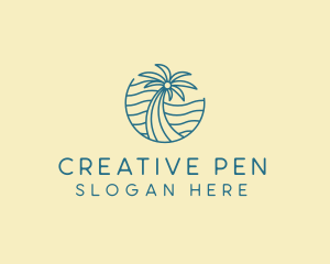 Tropical Palm Tree Monoline logo design