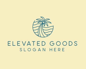 Tropical Palm Tree Monoline logo design