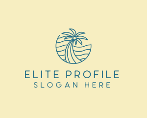 Tropical Palm Tree Monoline logo design