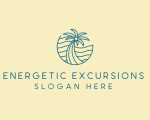 Tropical Palm Tree Monoline logo design