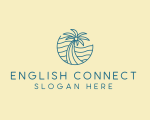 Tropical Palm Tree Monoline logo design