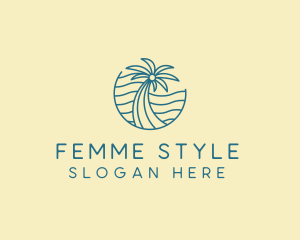 Tropical Palm Tree Monoline logo design