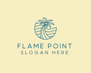 Tropical Palm Tree Monoline logo design