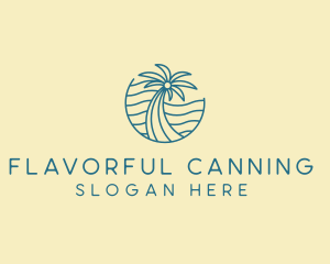 Tropical Palm Tree Monoline logo design