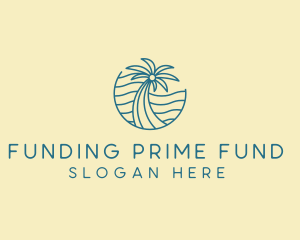 Tropical Palm Tree Monoline logo design