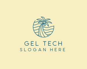 Tropical Palm Tree Monoline logo design