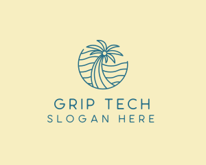 Tropical Palm Tree Monoline logo design