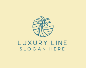 Tropical Palm Tree Monoline logo design