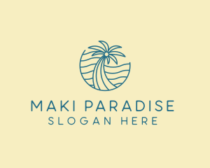 Tropical Palm Tree Monoline logo design