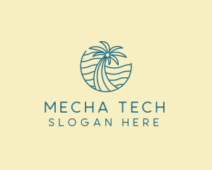 Tropical Palm Tree Monoline logo design