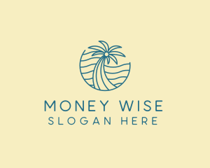 Tropical Palm Tree Monoline logo design