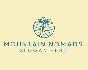 Tropical Palm Tree Monoline logo design