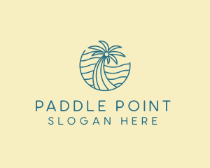 Tropical Palm Tree Monoline logo design