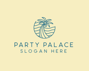 Tropical Palm Tree Monoline logo design