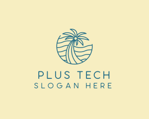 Tropical Palm Tree Monoline logo design