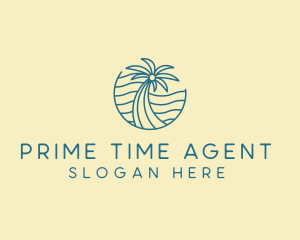 Tropical Palm Tree Monoline logo design