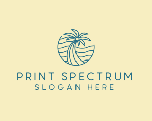 Tropical Palm Tree Monoline logo design